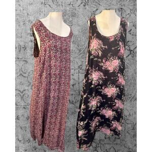Volup Vintage 90s Indira Boho Reversible Rose Bouquet Speckled Midi Dress XL